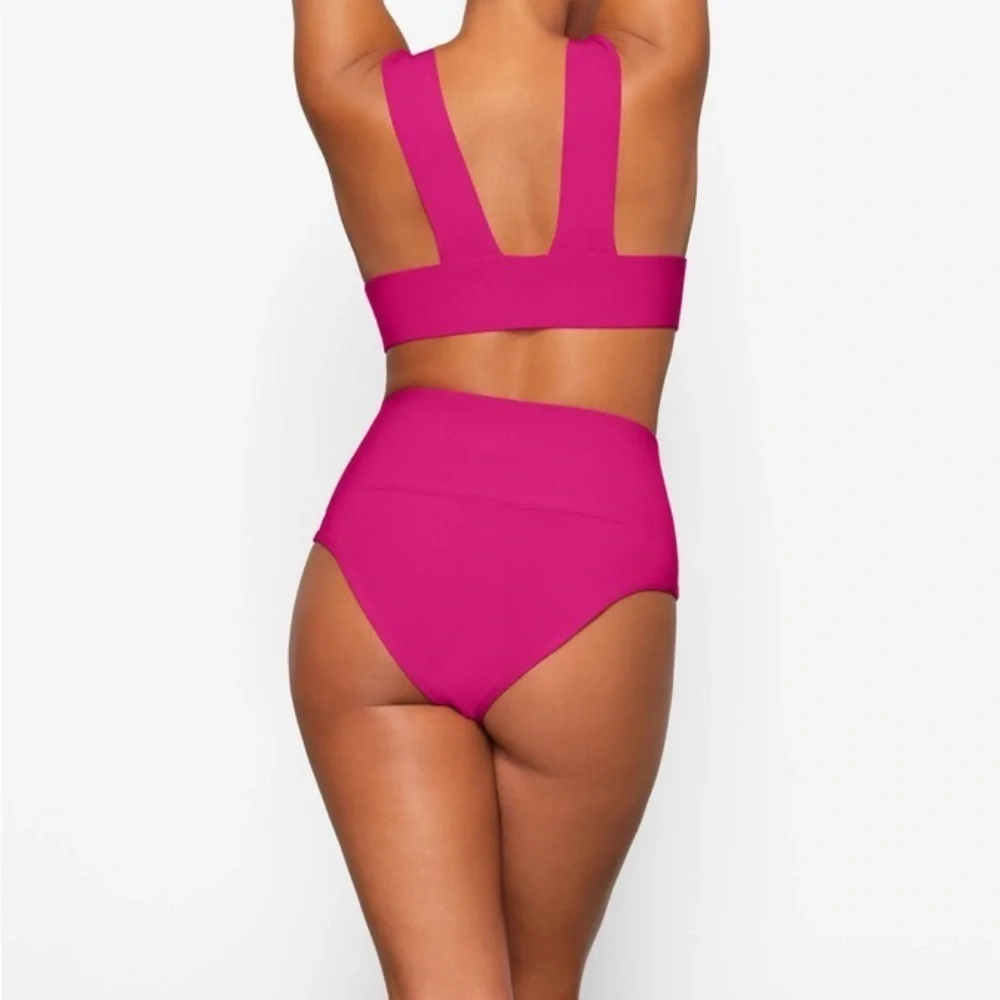 Skims Knit Beachwear High Waisted Bottom - Magenta Pink Size 3X